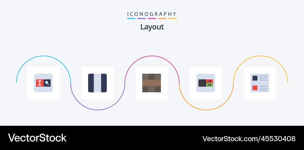Layout flat 5 icon pack including list checkbox vector image