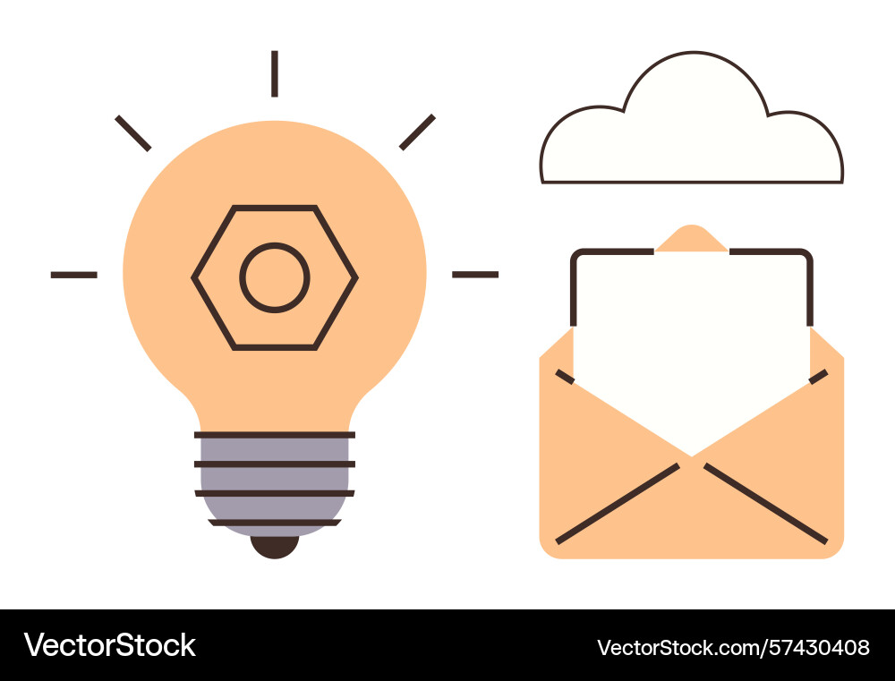 Lightbulb cloud and envelope representing Lightbulb cloud and envelope representing Vector Image