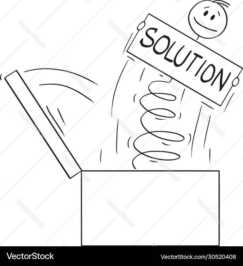 Man Jumping Out of Box - Solution vector image