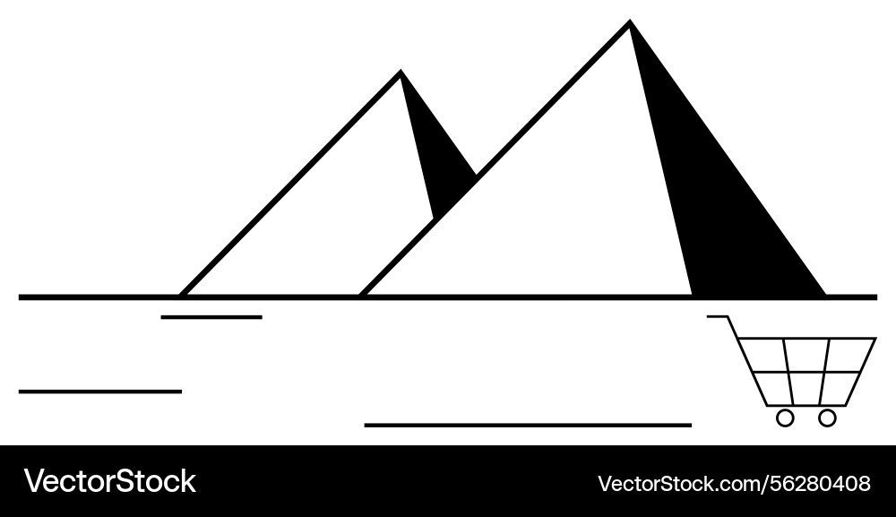 Pyramid structures with shopping cart symbolizing Vector Image