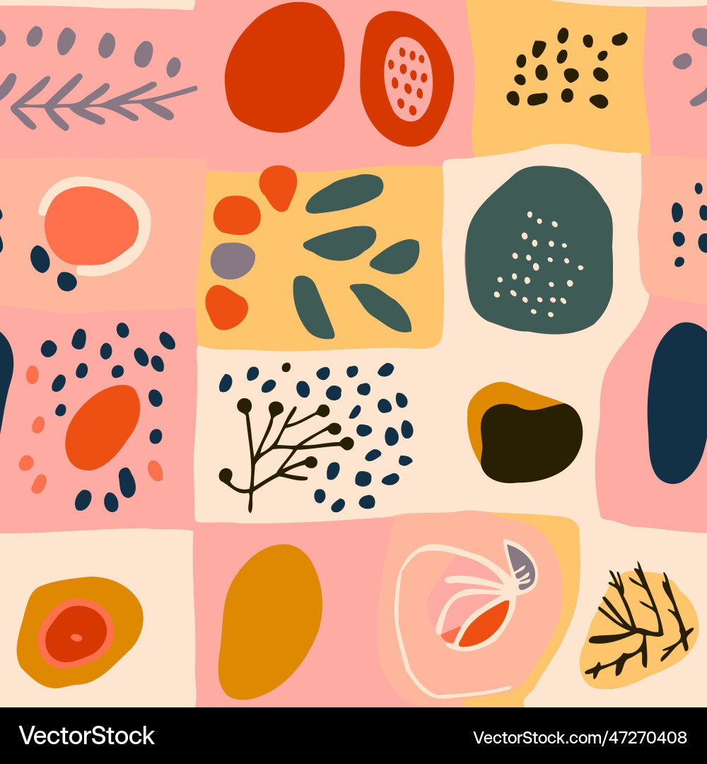 Seamless pattern with hand drawn abstract shapes Vector Image