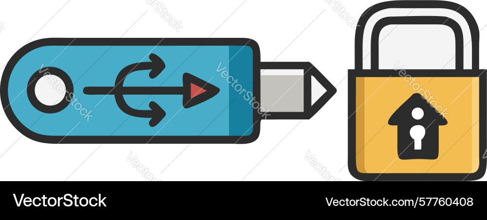 Secure usb drive icon design generative ai vector image