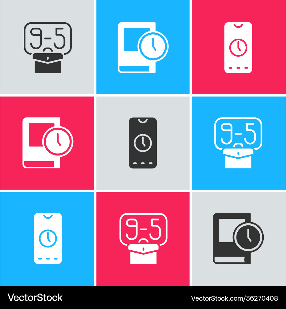 Set from 9 time for book and alarm clock app Set from 9 time for book and alarm clock app vector image
