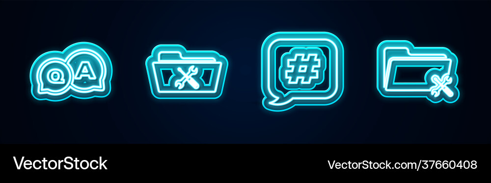 Set line question and answer folder service Vector Image