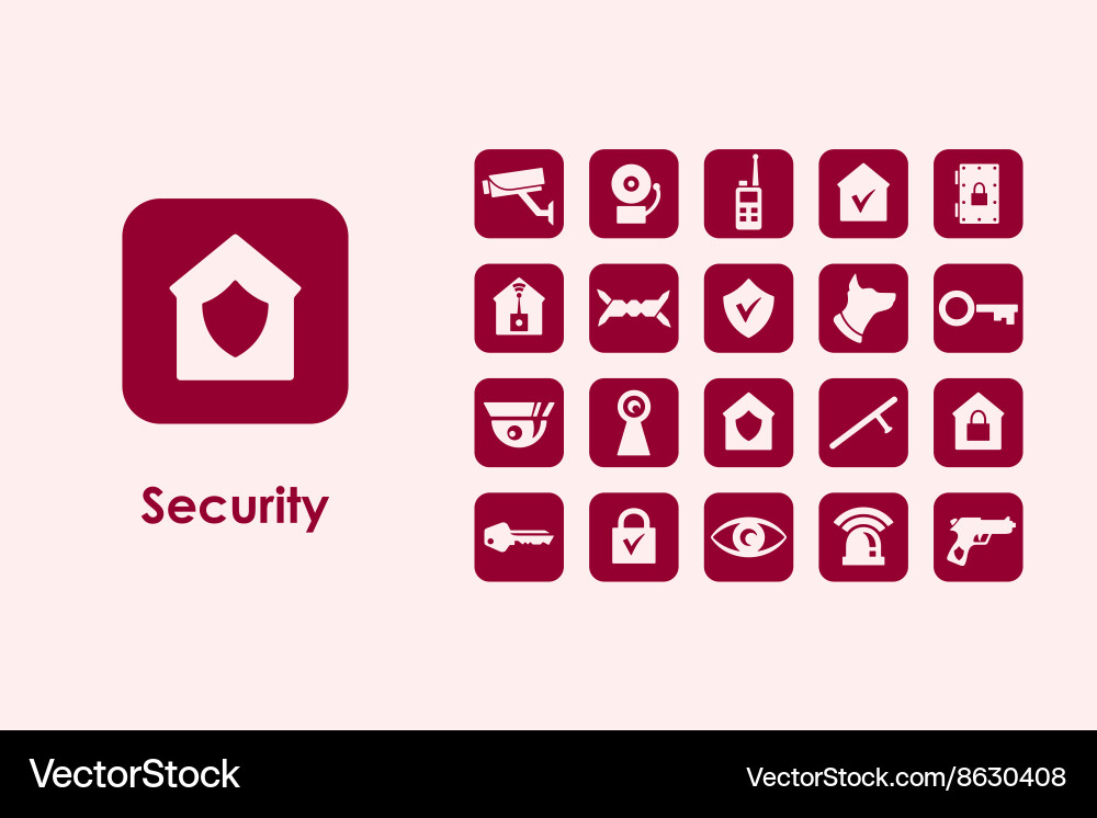 Set of security simple icons vector image