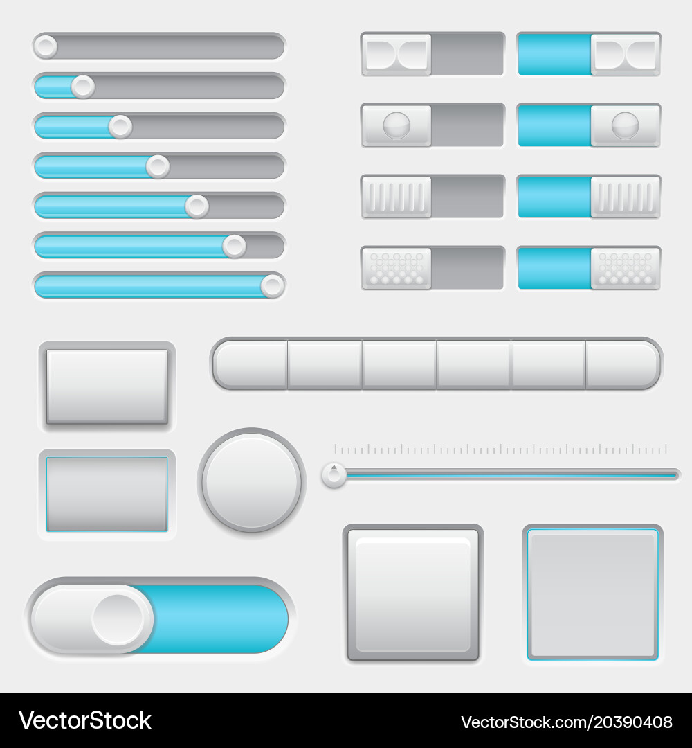 Set of white and blue interface navigation buttons vector image