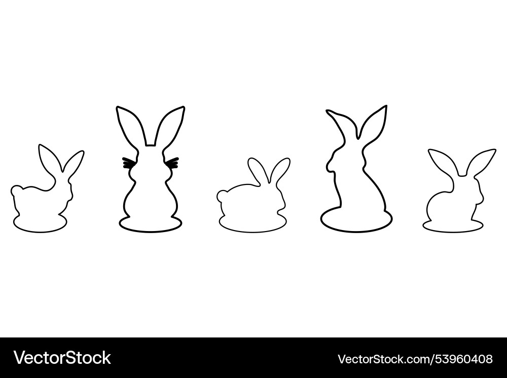 Simple rabbit outline set design Vector Image