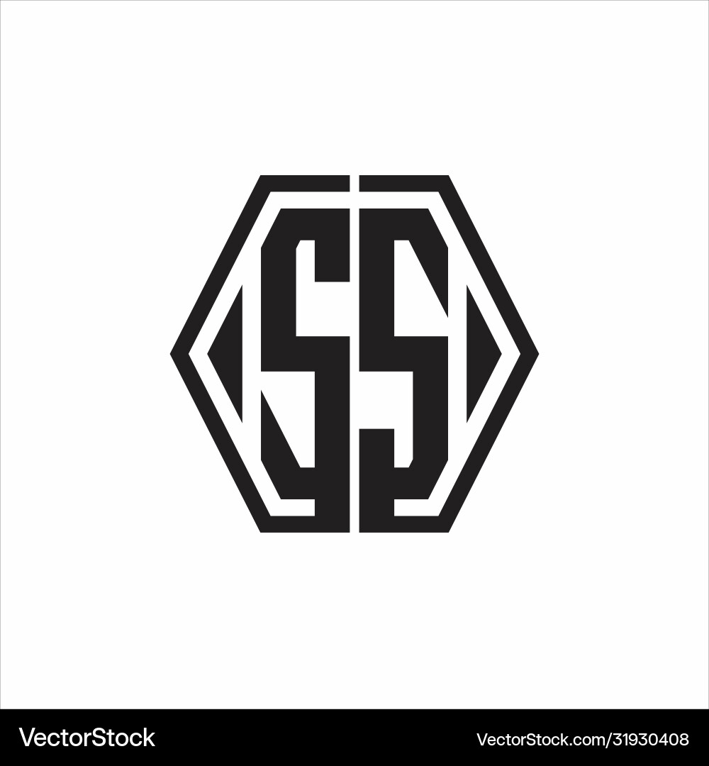 Ss logo monogram with hexagon line rounded design vector image