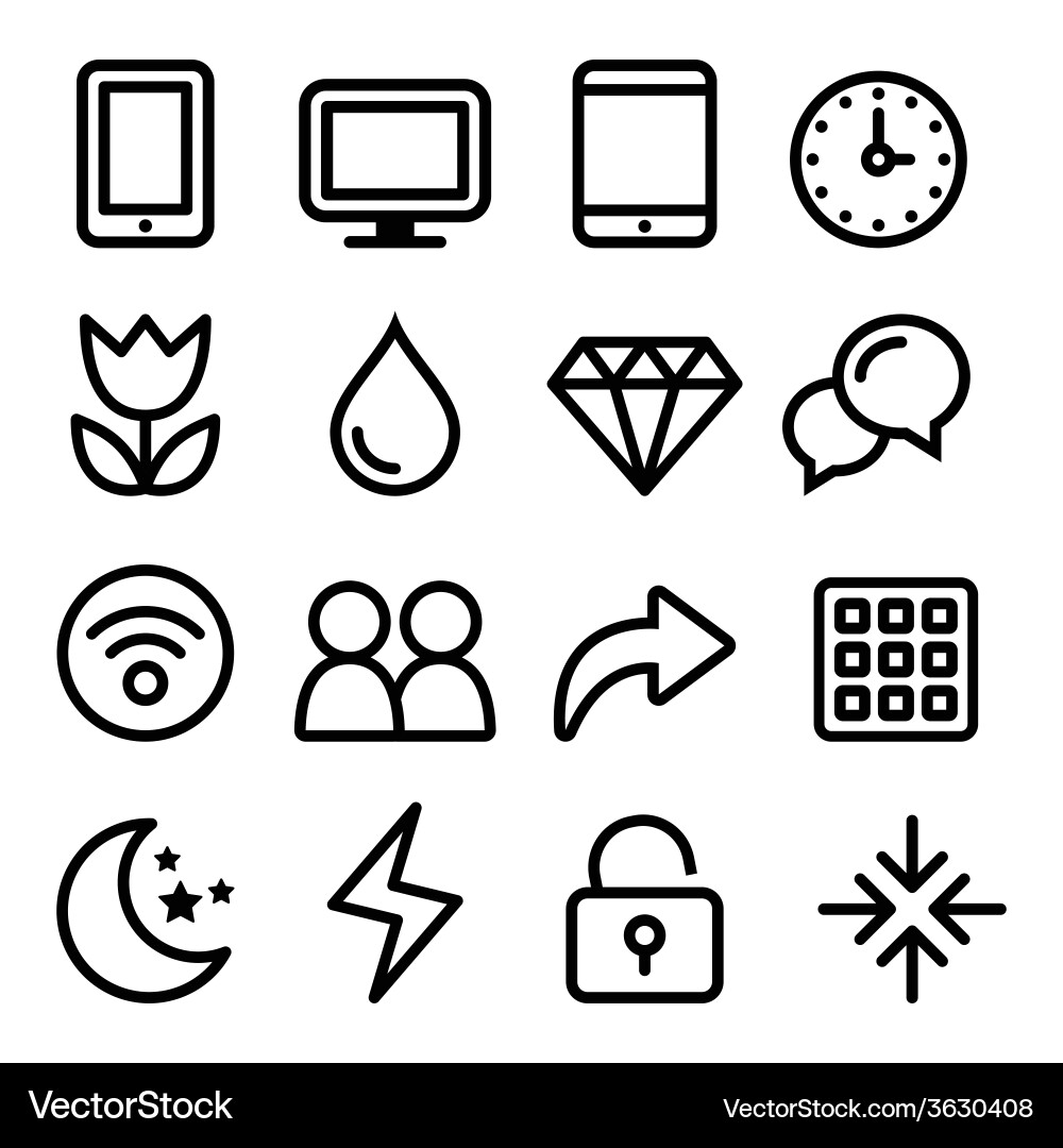 Web menu navigation line icons set - technology Vector Image