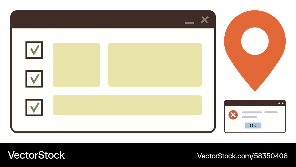 Web UI - Checklists & Location Pin Vector Image