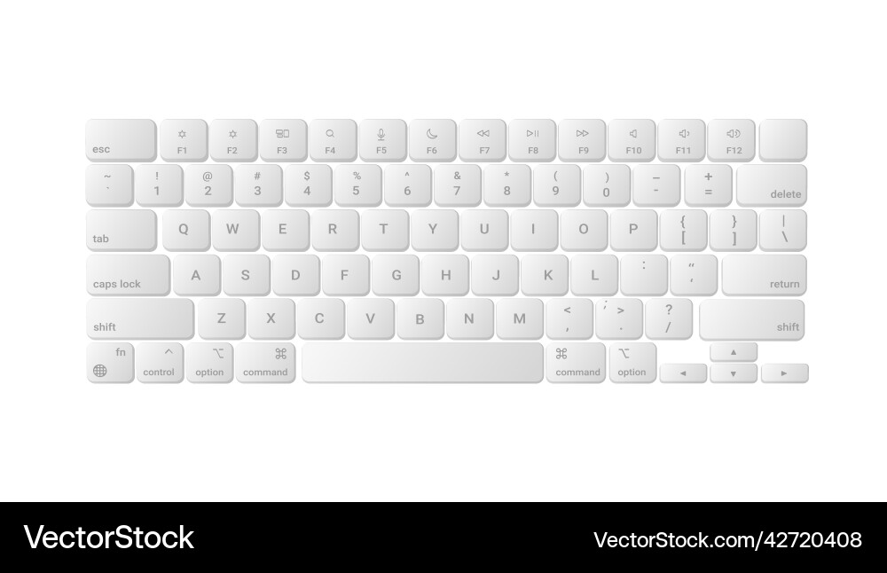 White realistic computer keyboard modern wireless White realistic computer keyboard modern wireless vector image