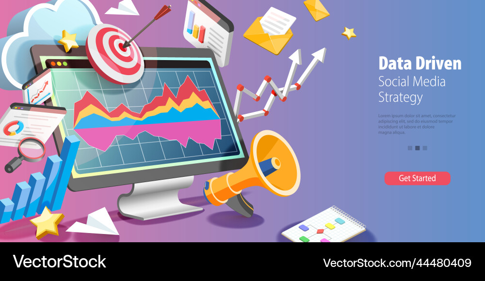 3d conceptual of data driven 3d conceptual of data driven Vector Image