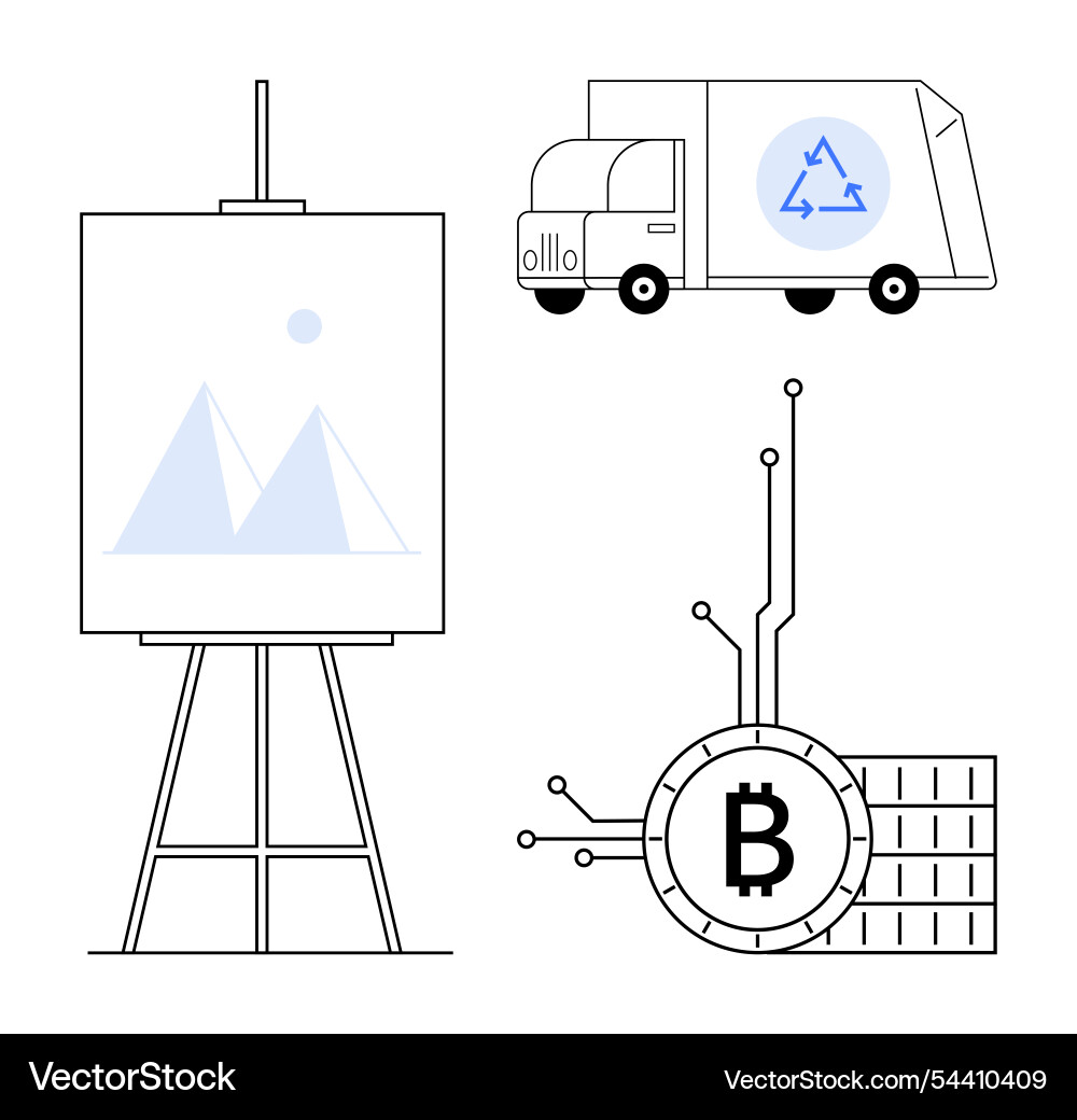 Artistic canvas with mountains blockchain bitcoin Artistic canvas with mountains blockchain bitcoin Vector Image