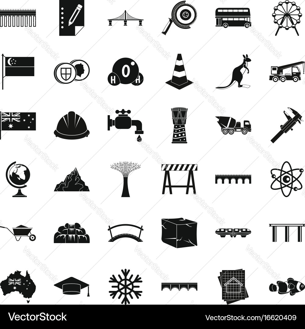 Big bridge icons set simple style Vector Image