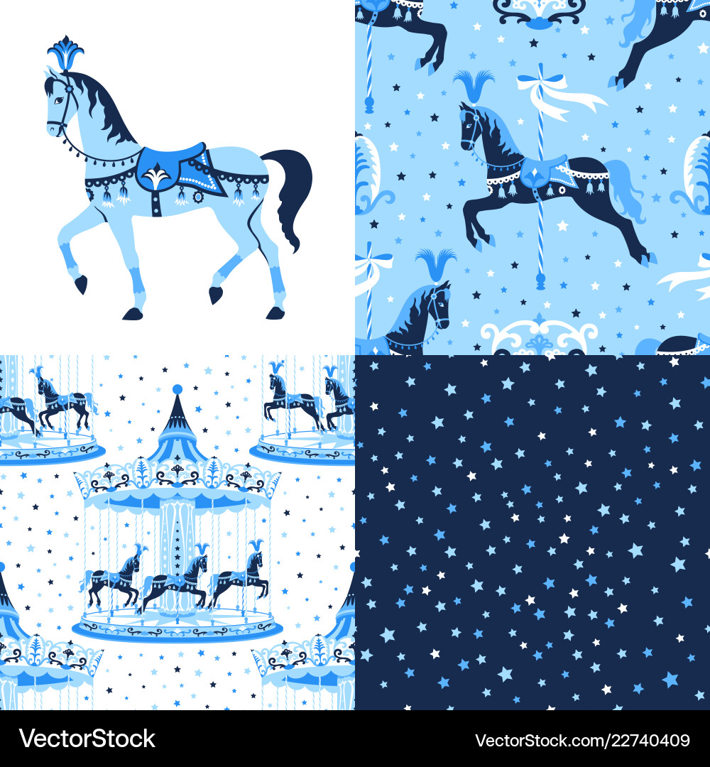 Blue Carousel Patterns vector image