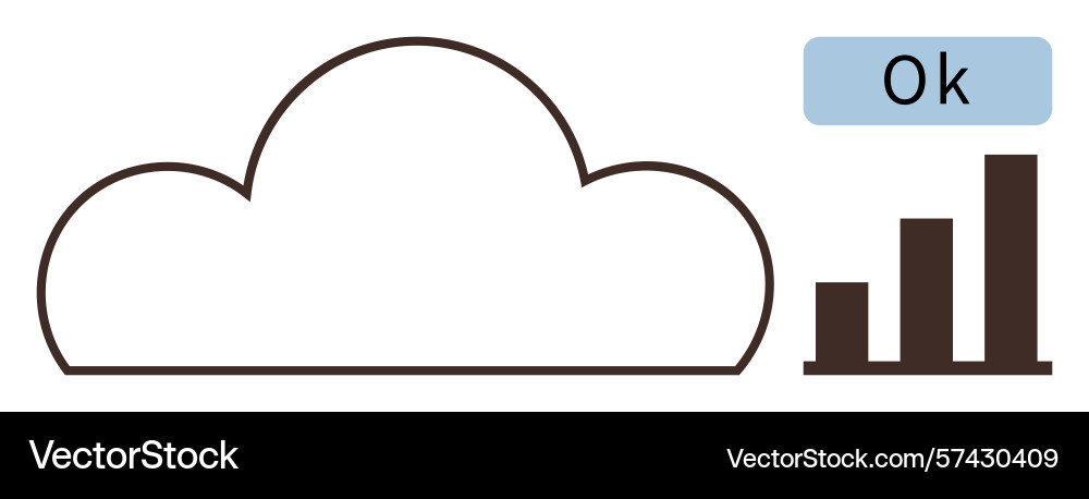 Cloud with approval status and data analysis bar Cloud with approval status and data analysis bar vector image