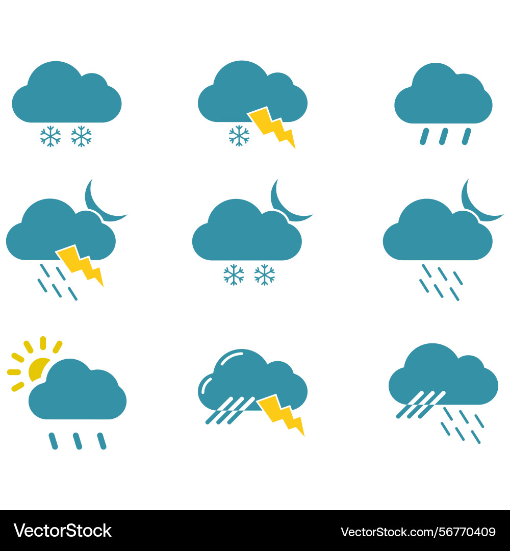 Clouds icons set of in different form Vector Image