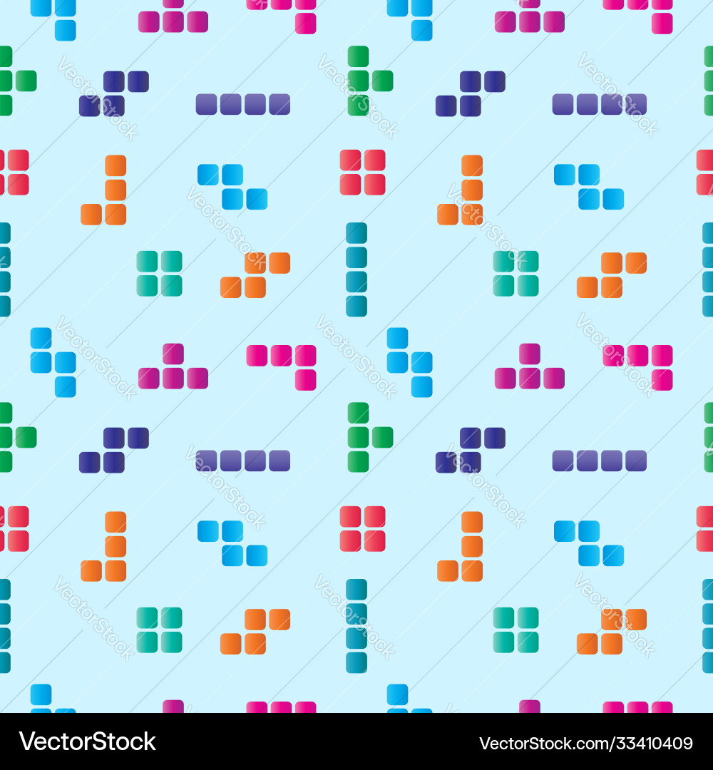 Colorful rounded tetris shape seamless pattern vector image