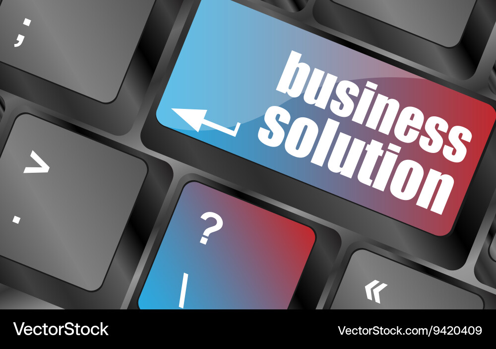 Computer keyboard with business solution key vector image