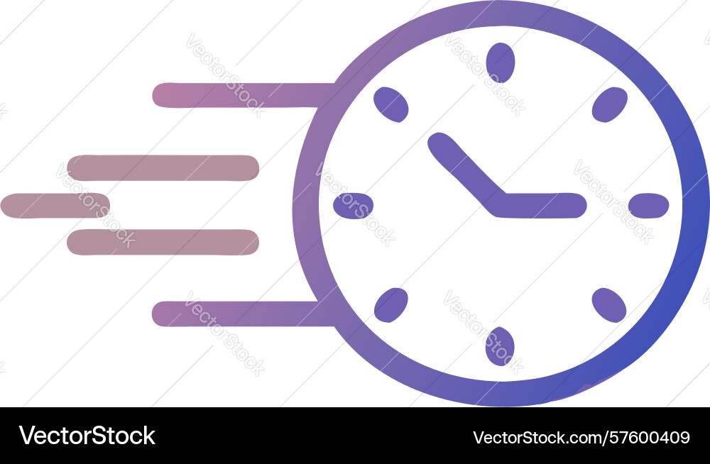 Dynamic time winding clock with curved motion vector image