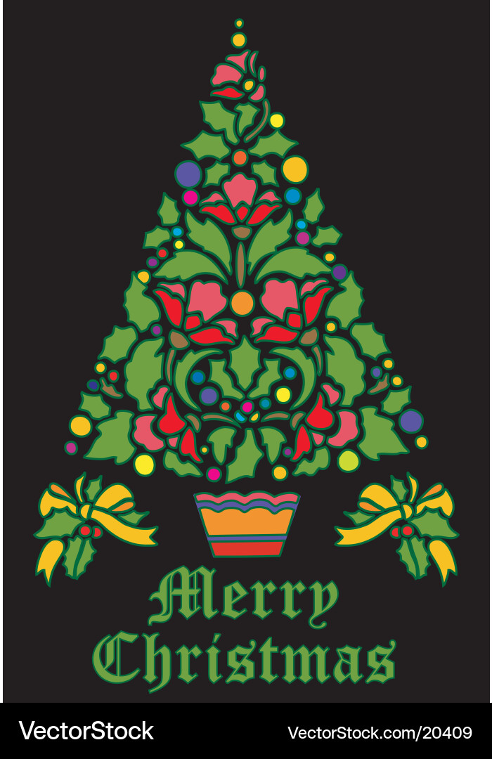 Floral Christmas Tree Vector Image