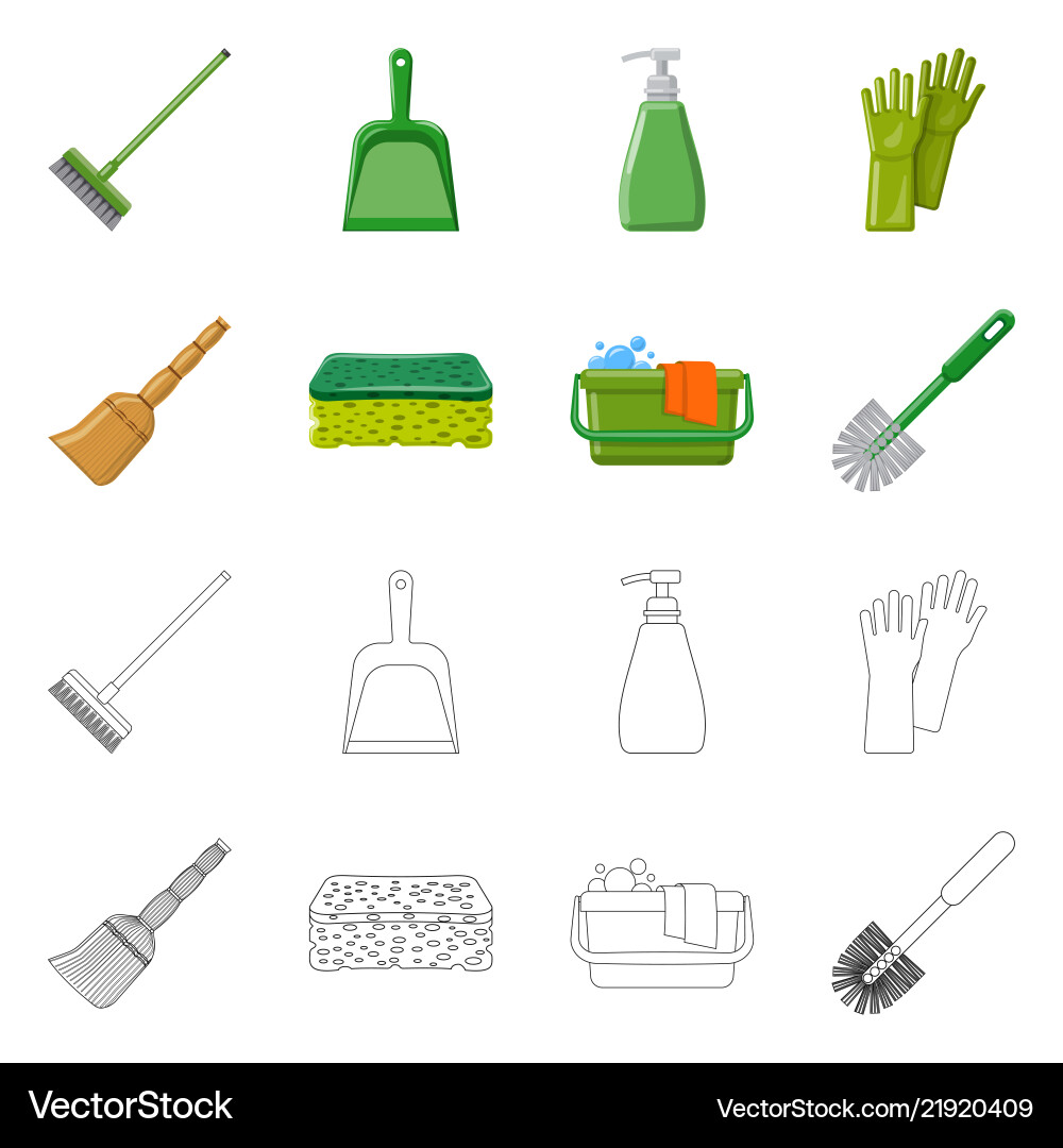 Isolated object of cleaning and service icon set Vector Image