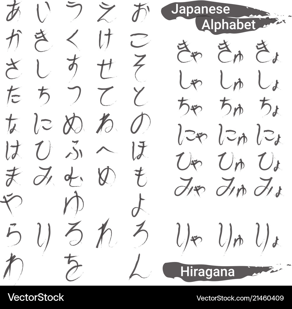 Japanese Hiragana Handwriting – Royalty-Free Vector | VectorStock, image size:1000x1059