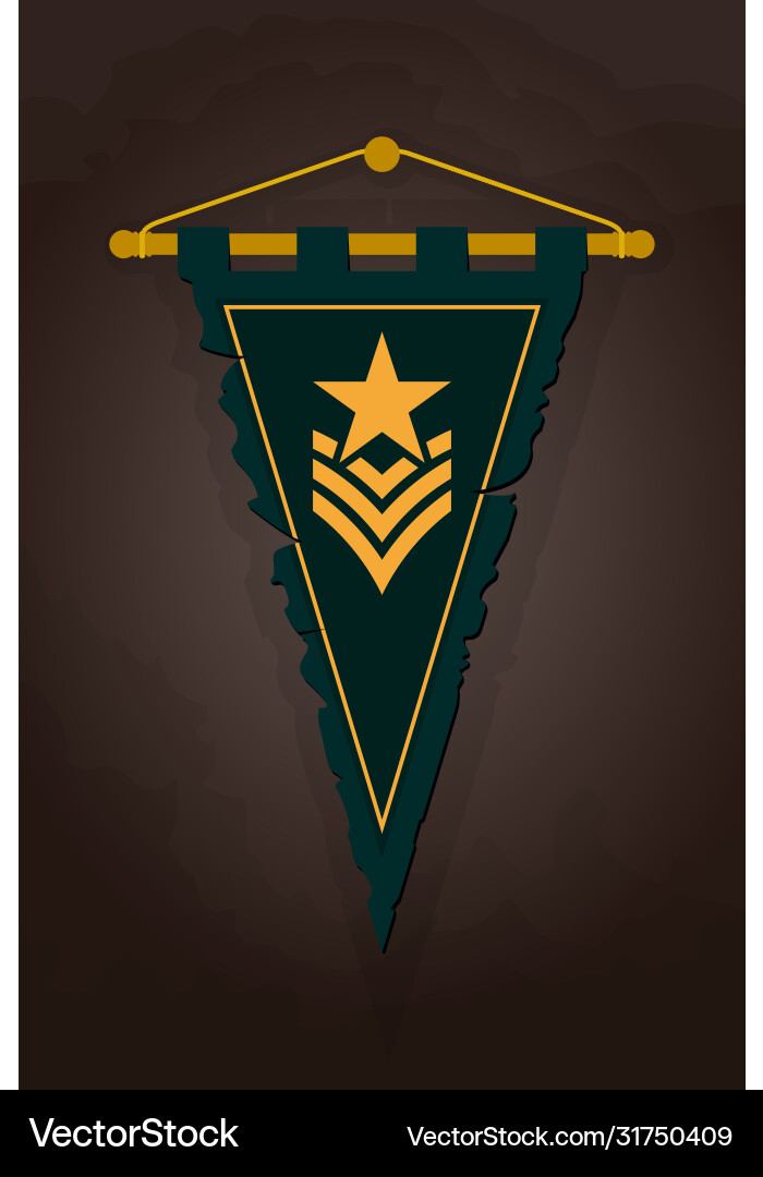 Medieval triangular pennant flag with emblem Medieval triangular pennant flag with emblem vector image
