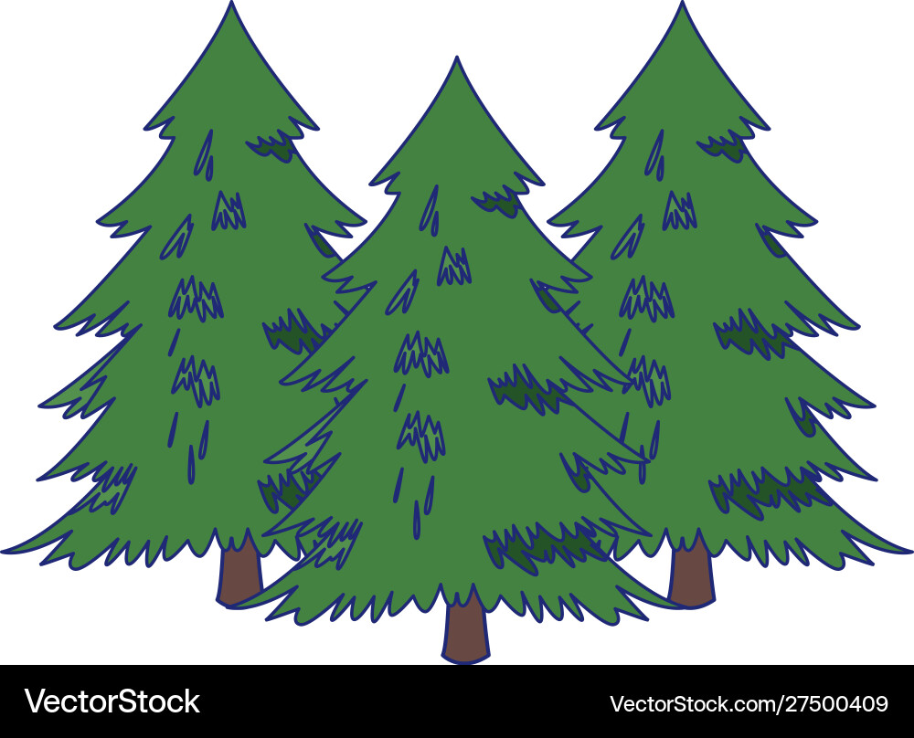 Pine trees icon flat design Royalty Free Vector Image