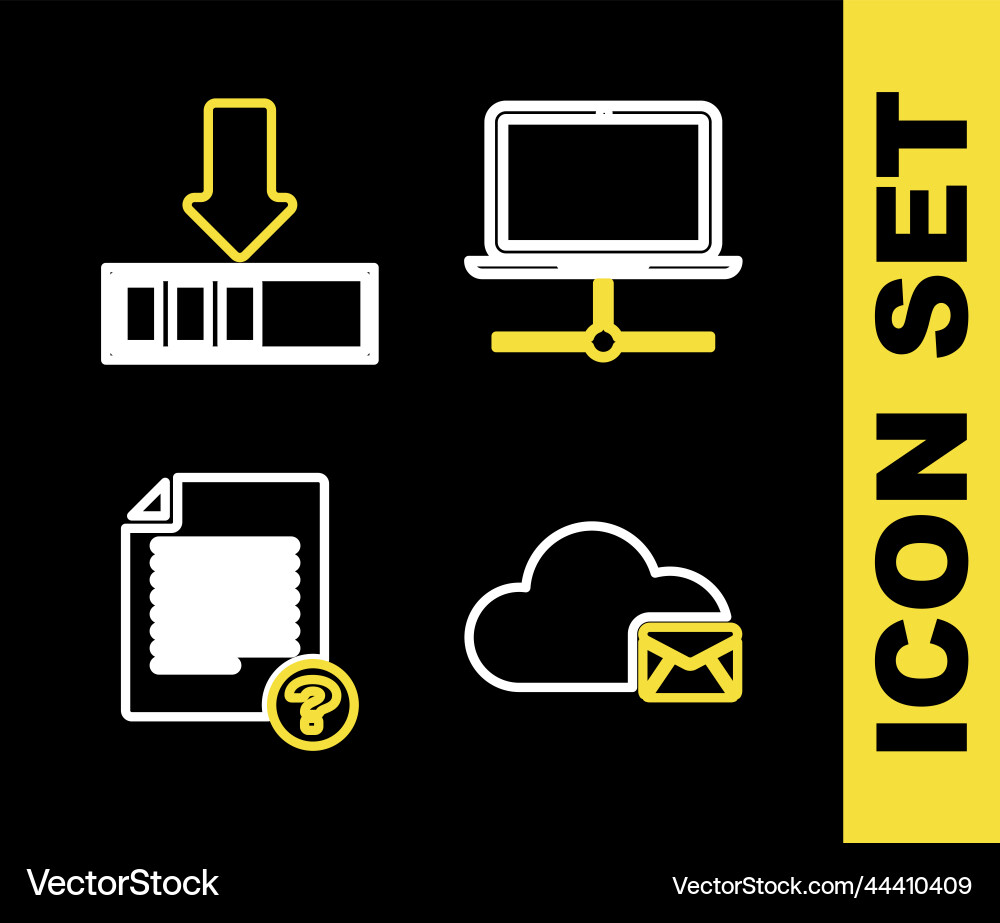 Set line computer network cloud mail server Set line computer network cloud mail server vector image