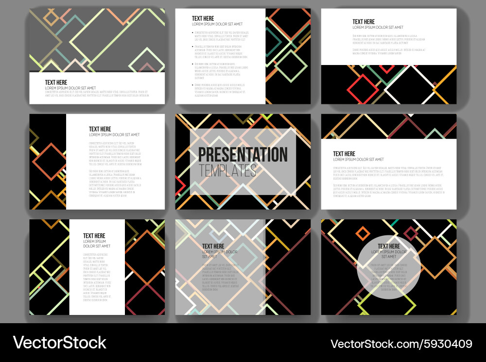 Set of 9 templates for presentation slides Vector Image