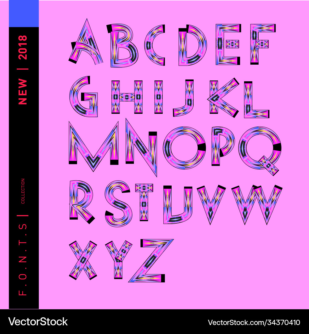 Abstract colorful font and alphabet vector image