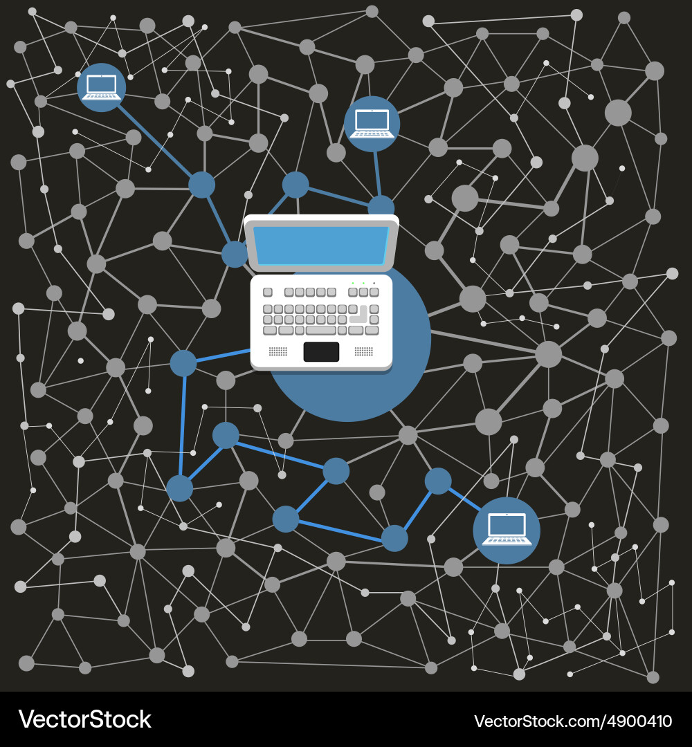 Abstract scheme of modern computer network vector image