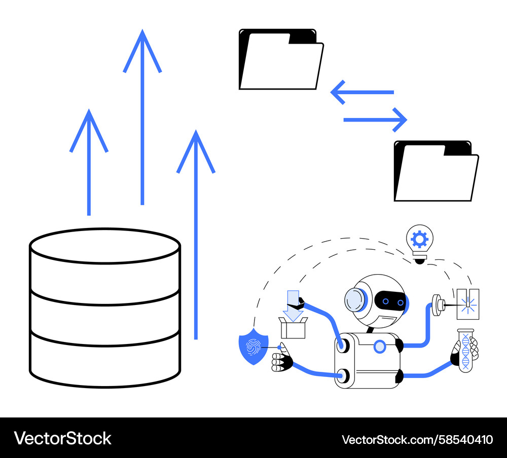 AI Data Transfer & Cloud Automation Vector Image