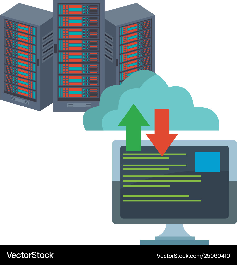 Computer and storage with cloud Computer and storage with cloud vector image
