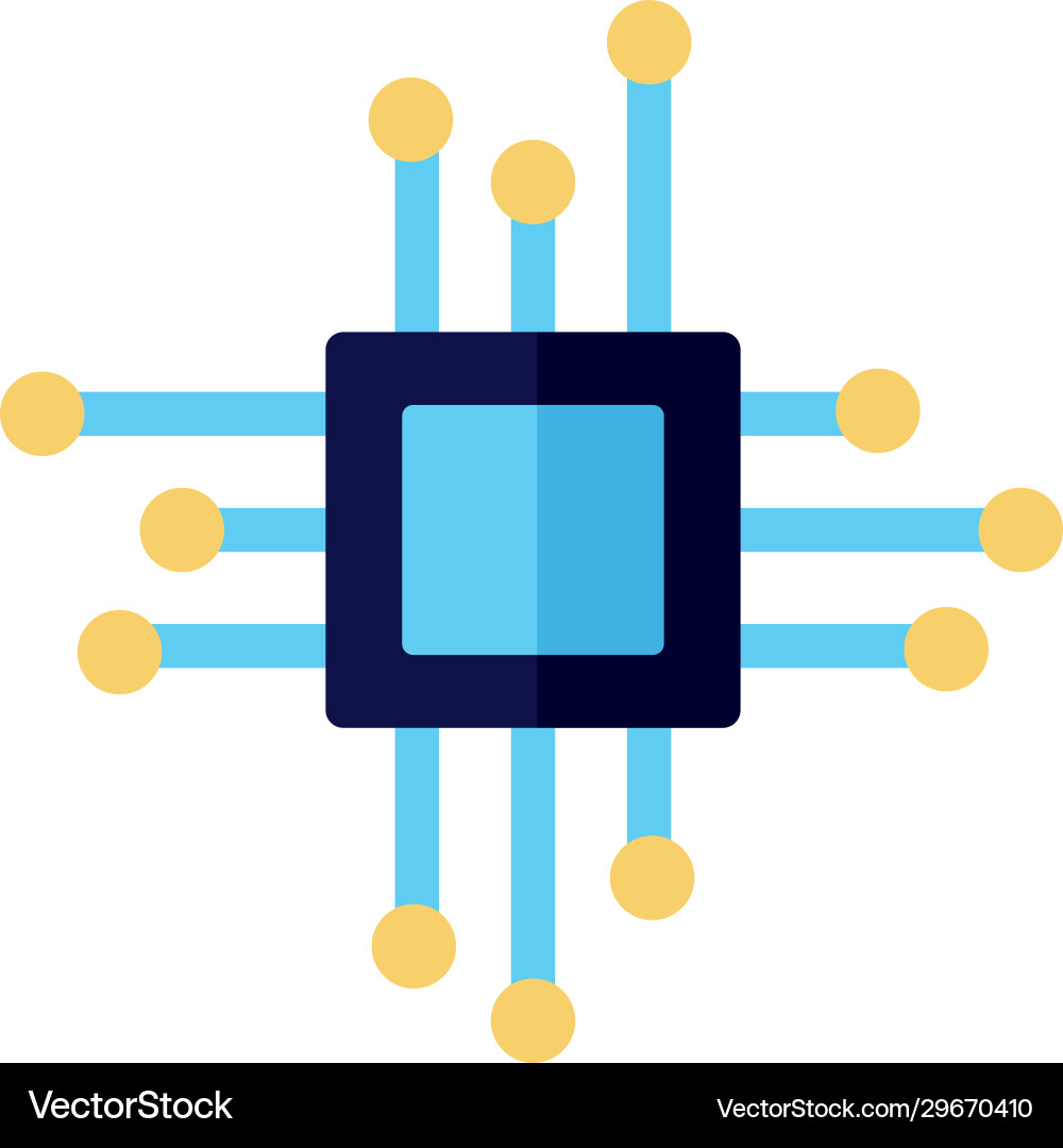 Computer processor chip flat style Vector Image