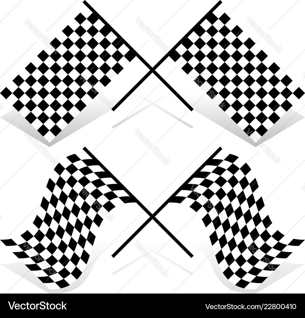 Crossed racing flag set resting and waving version Crossed racing flag set resting and waving version vector image