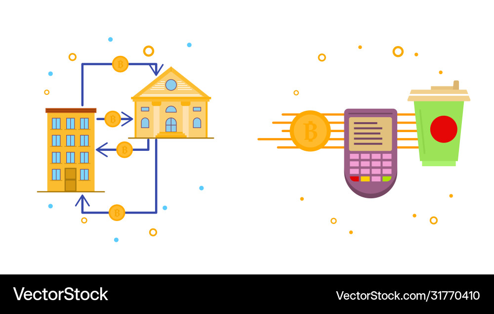 Cryptocurrency process and mining icons Vector Image