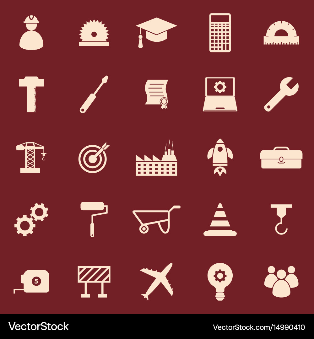 Engineering Icon Set - Red Background vector image