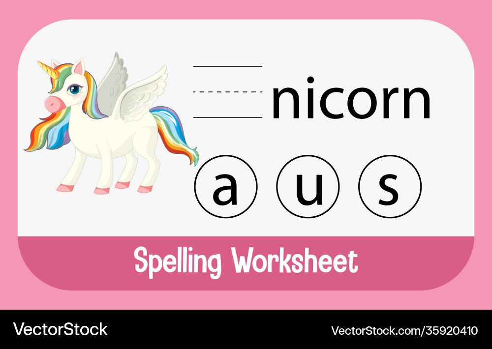 Find missing letter with unicorn vector image