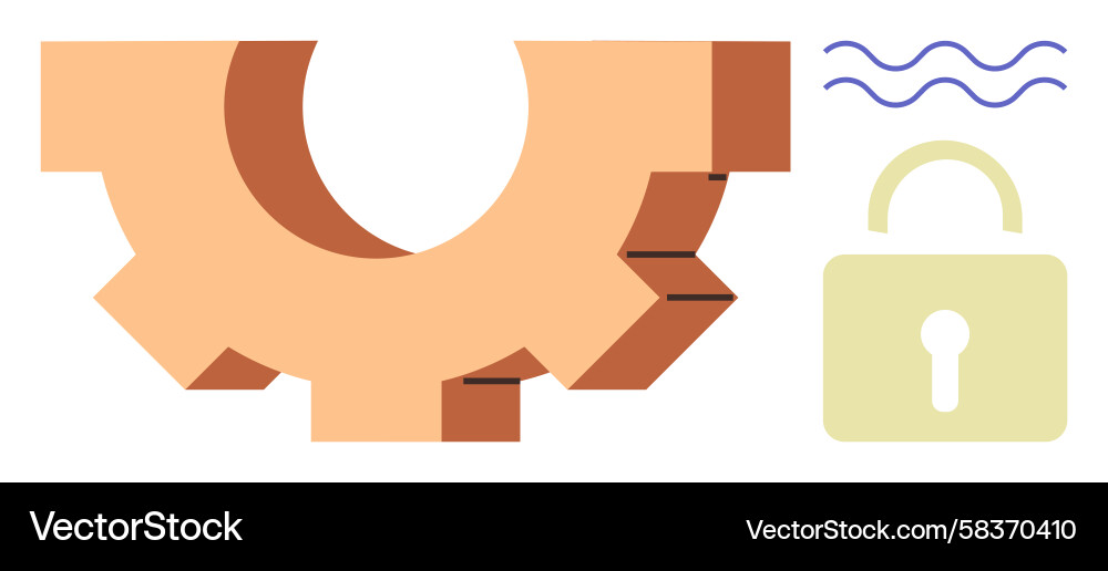 Gear with Data Flow & Security Vector Image