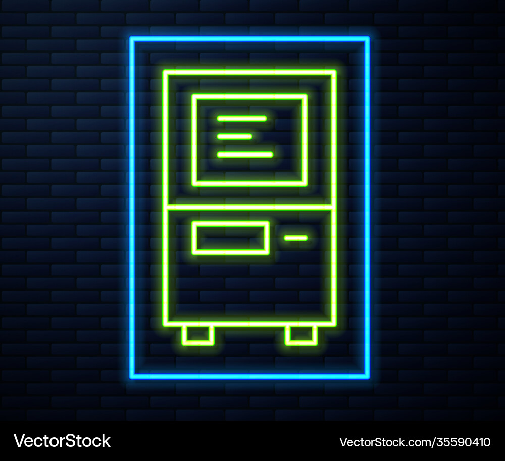 Glowing neon line atm - automated teller machine Vector Image
