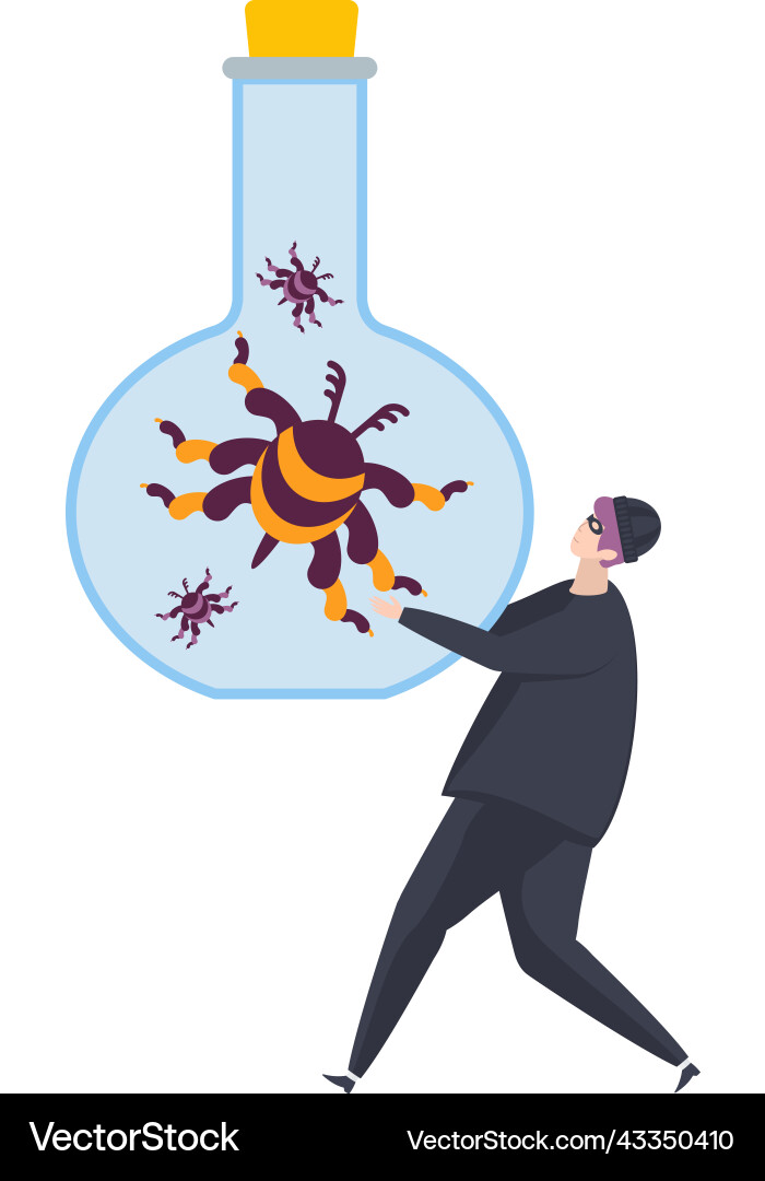 Hacker virus attack cyberattack and computer vector image