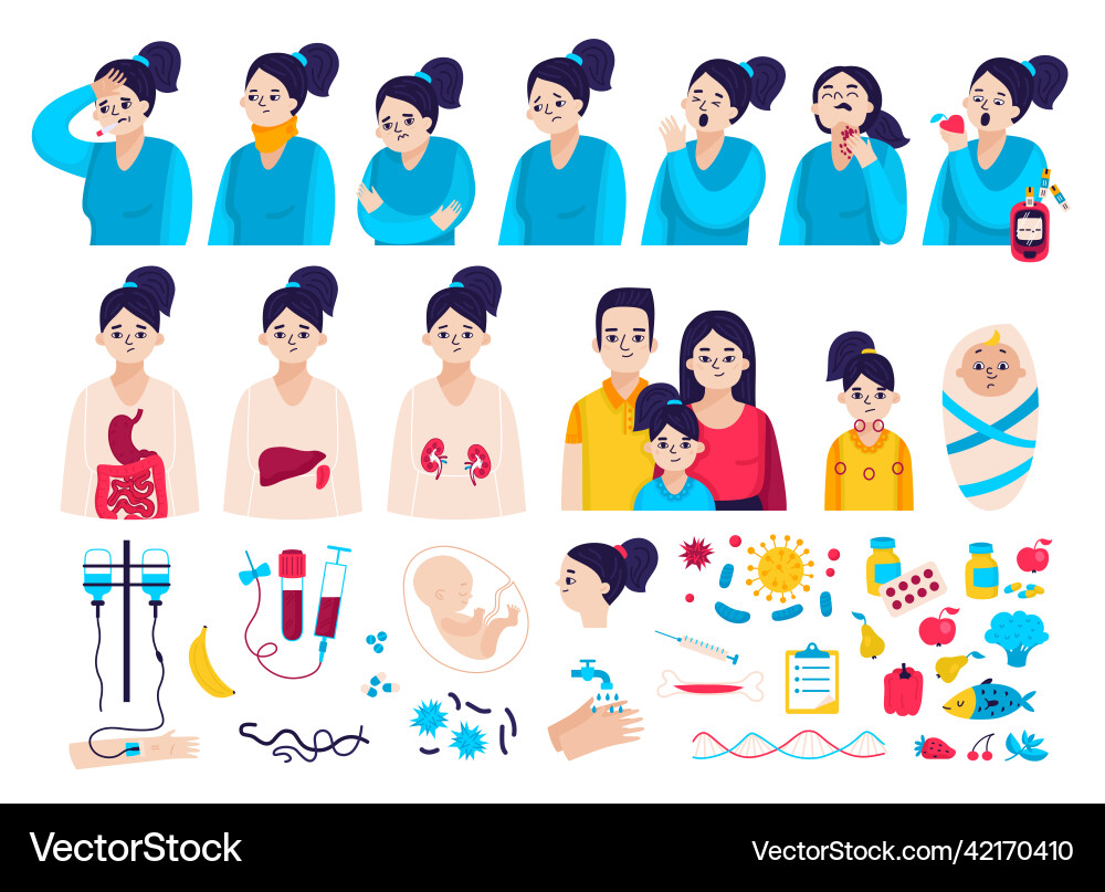 Immune system color icon set Immune system color icon set vector image