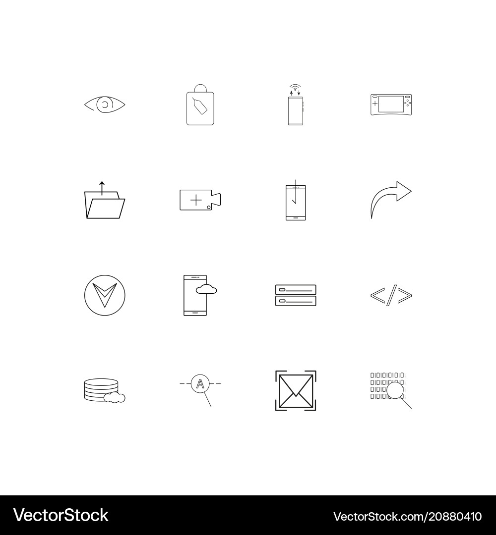 Internet technologies linear thin icons set Vector Image