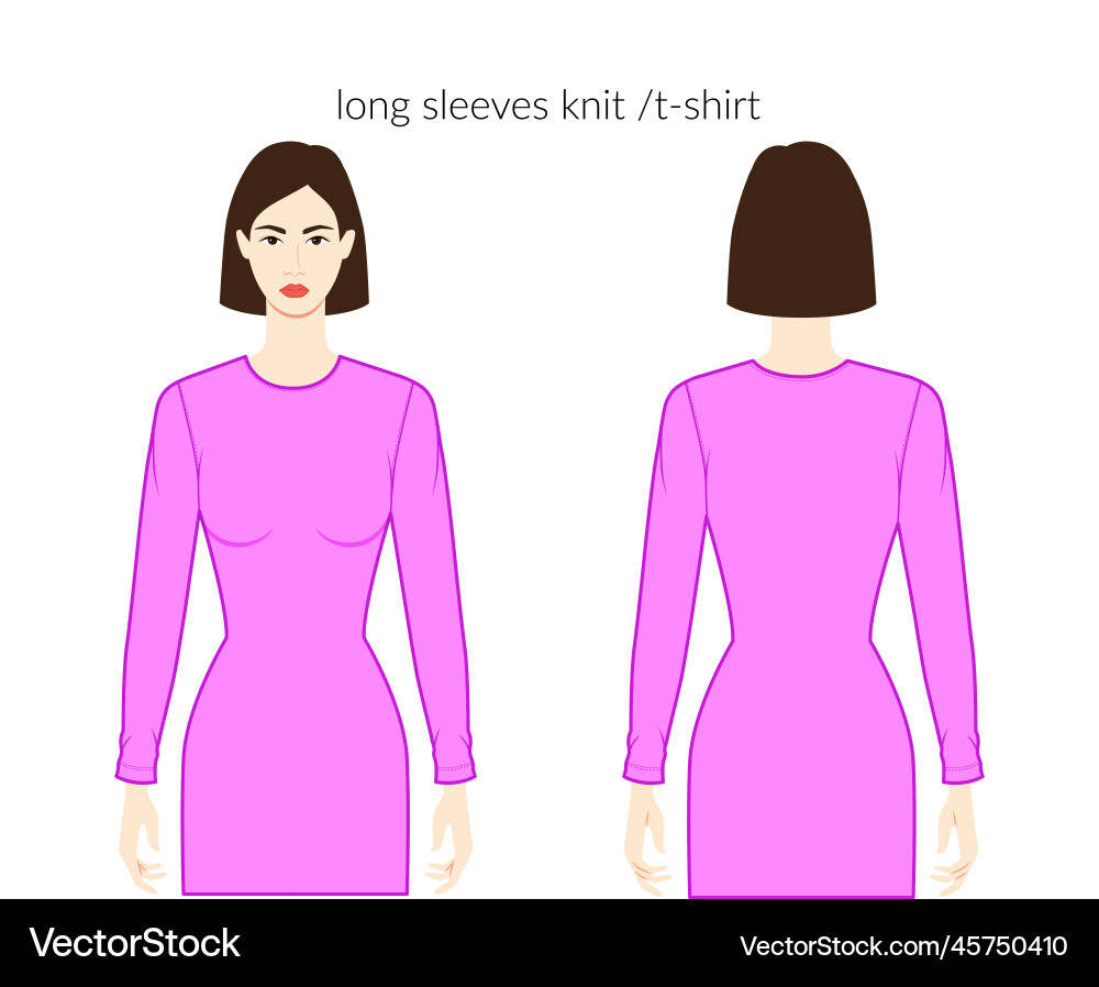 Knit sleeves t-shirt long length clothes character Knit sleeves t-shirt long length clothes character vector image