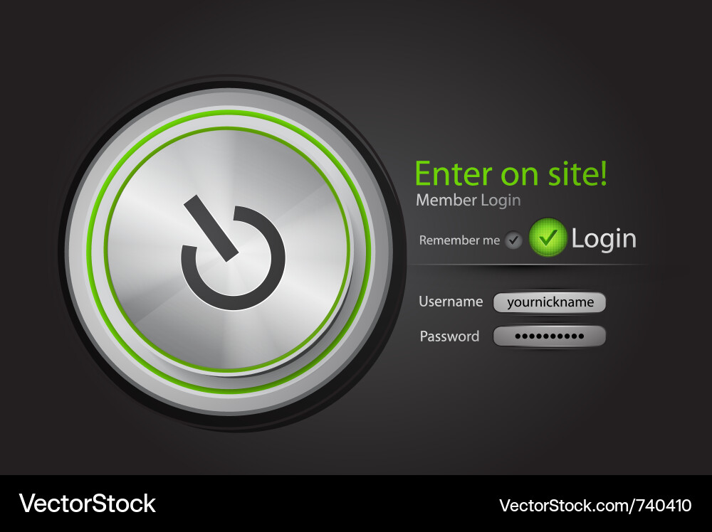 Login page with tune button vector image