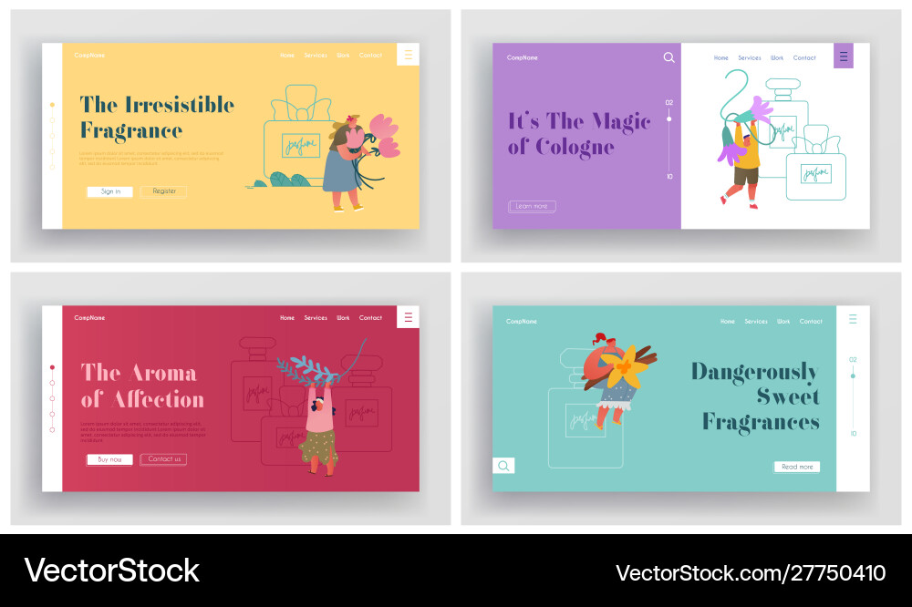 Perfumery and fragrance making website landing Perfumery and fragrance making website landing vector image
