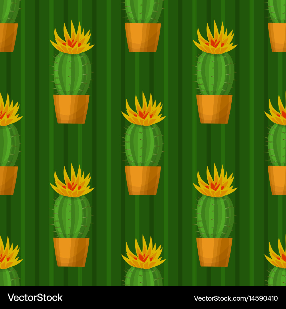 Seamless pattern with cactus Vector Image