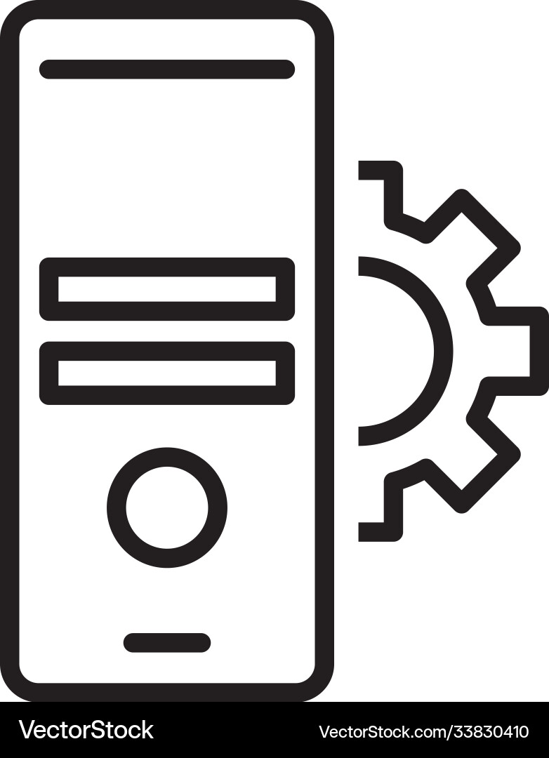 Server computer with gear line style icon vector image